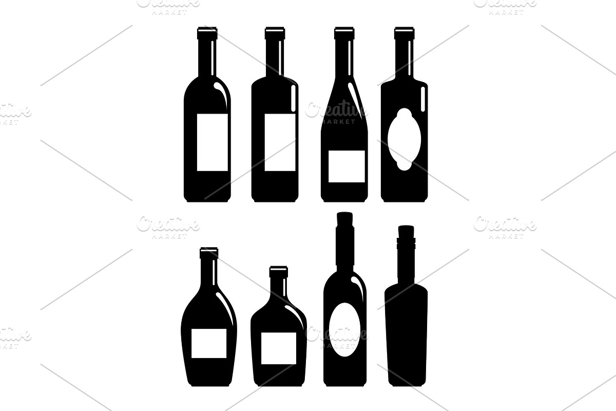 set red wine bottles, a Food Illustration by studiogstock