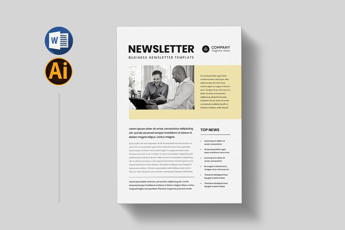 Newsletter Template | Word, a Flyer Template by Pixelpick
