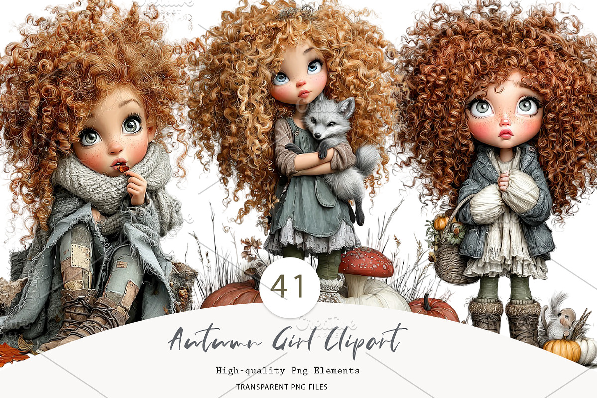 Autumn Girl Clipart, a Seasonal Illustration by CreationArt (Photo 1 of 7)