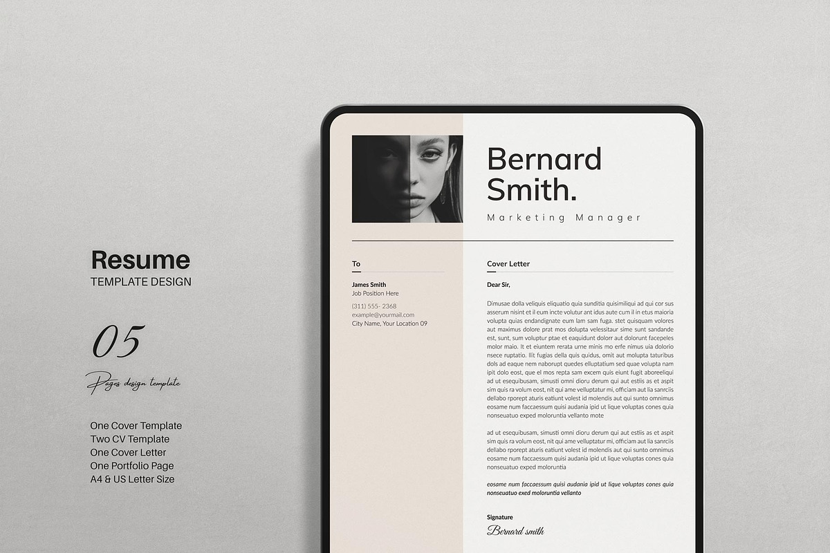Resume/CV Template With Cover Letter, a Resume Template by E-Type (Photo 2 of 5)