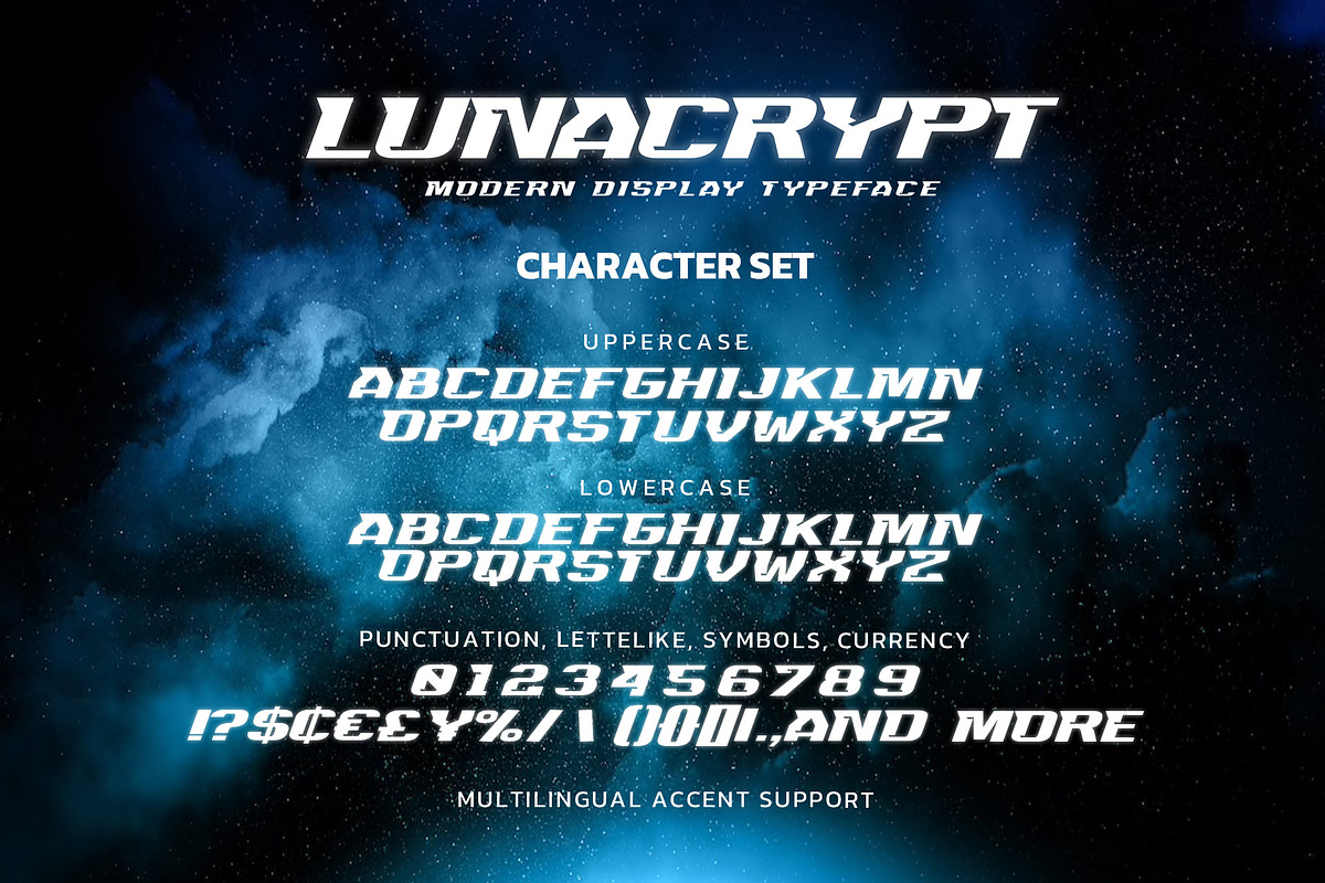LUNACRYPT - Modern Display Typeface, a Font by Gassstype (Photo 6 of 8)