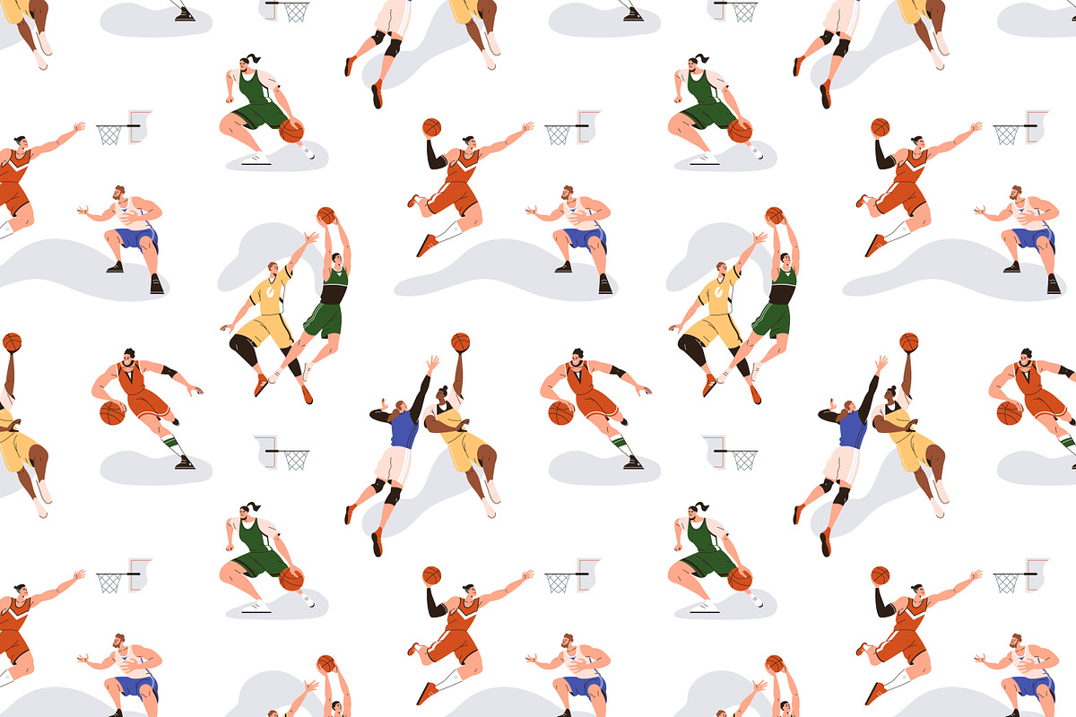 Basketball players seamless pattern, a Pattern Graphic by Good Studio (Photo 2 of 4)