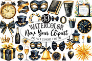 Golden and Black New Year Clipart, an Illustration by Designking (Thumbnail 1 of 5)