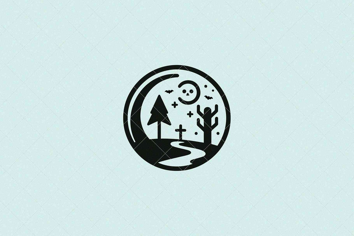 Spooky Landscape Emblem, a Seasonal Illustration by Vectorium Studio (Photo 1 of 3)
