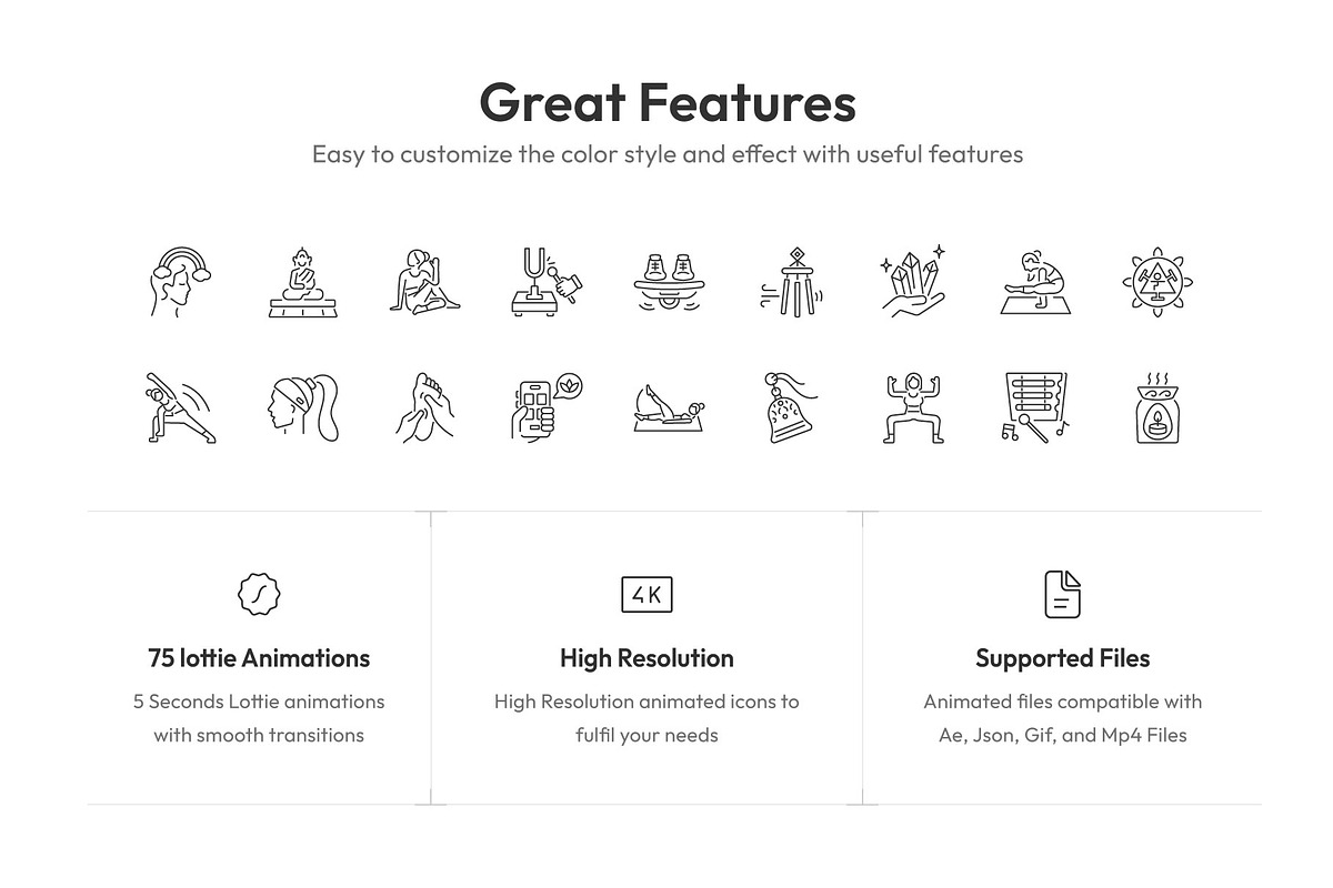 Yoga and Meditation Animations, an Outline Icon by Prosymbols (Photo 2 of 4)