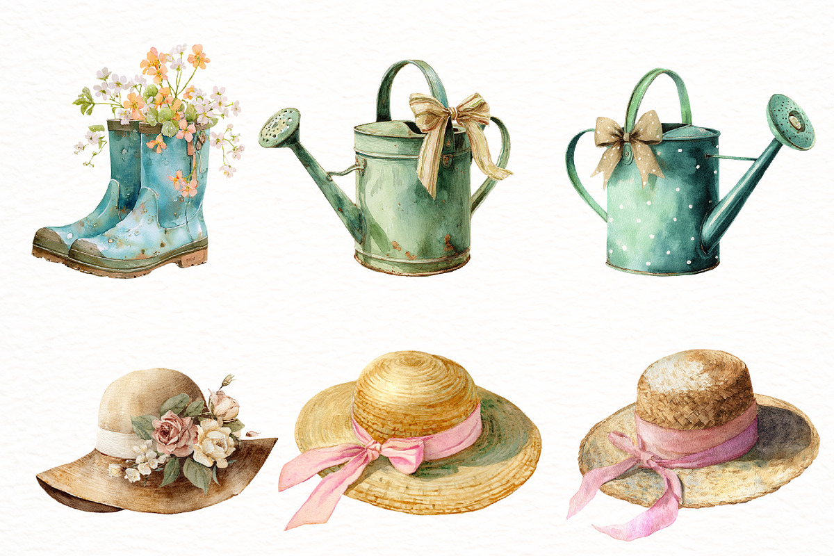 Whimsical Spring Gardening Clipart, an Illustration by Designworld (Photo 3 of 6)