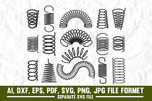 Coiled Spring,Spiral,Steel,Metal svg, an Object Graphic by VectorArtPrintableDesign