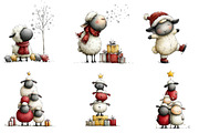 Christmas Sheep Clipart, an Illustration by CreationArt (Thumbnail 2 of 5)
