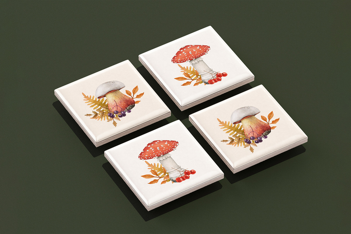 Fall Mushrooms Watercolor Clipart, a Seasonal Illustration by AnitaPol (Photo 19 of 20)
