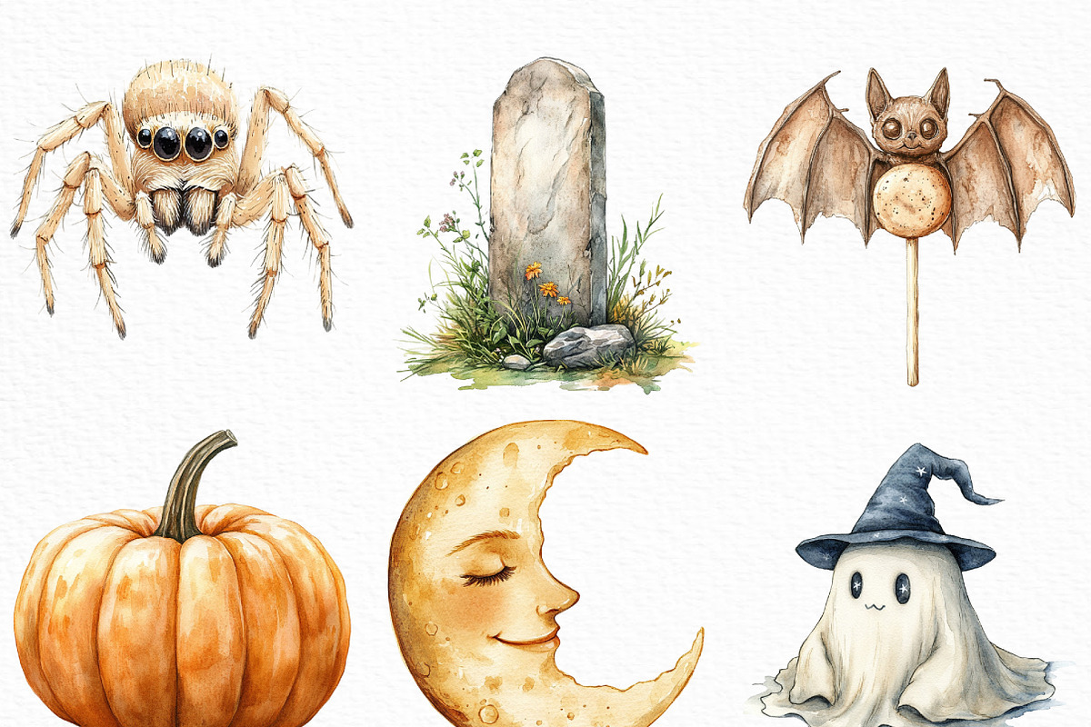 Watercolor Cute Beige Halloween Clip, an Illustration by Craft Nest (Photo 3 of 6)
