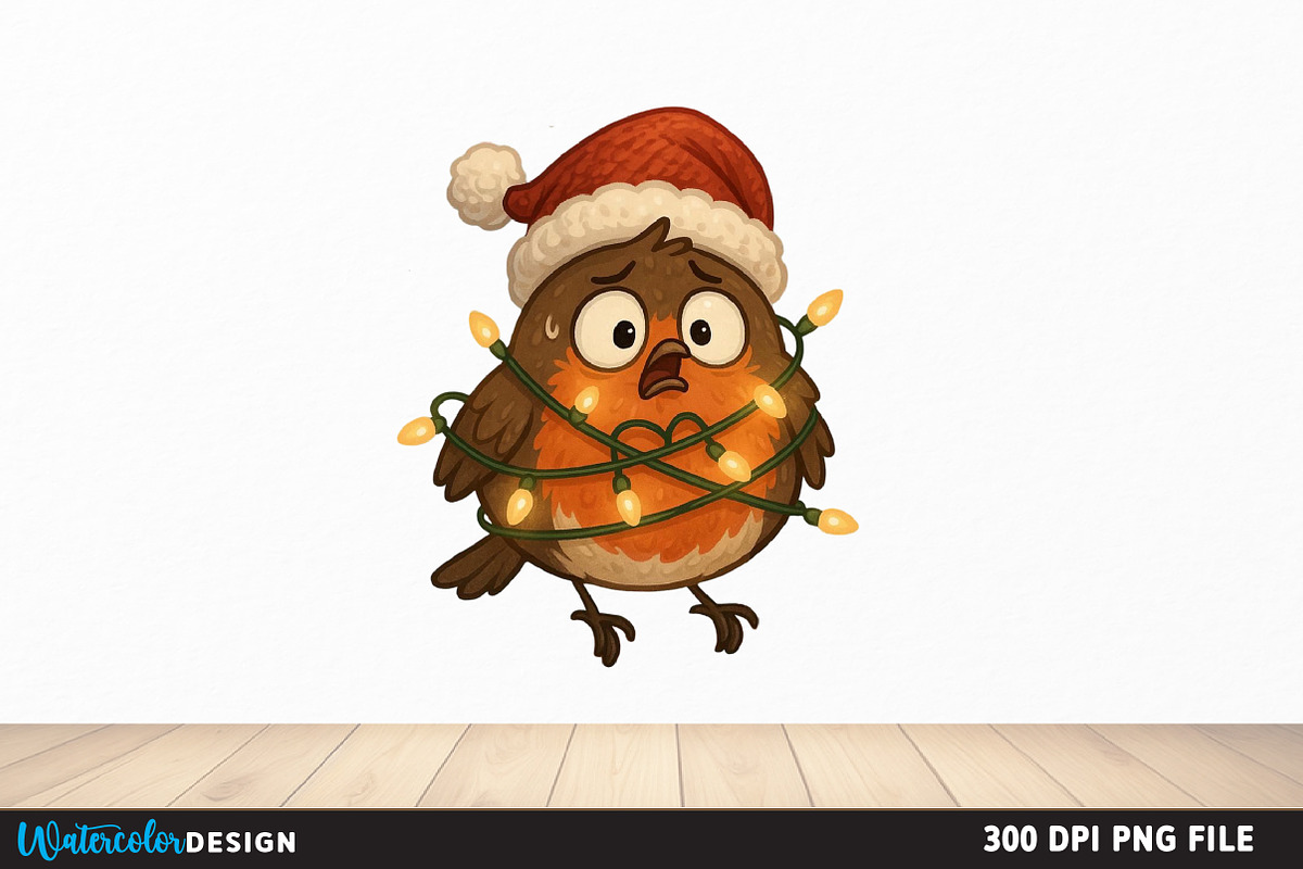 Christmas Robin Bird PNG, an Illustration by Watercolor design (Photo 6 of 6)