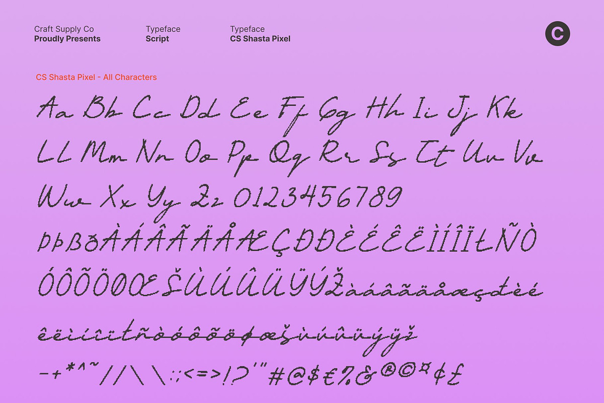 CS Shasta Pixel, a Script Font by Craft Supply Co. (Photo 8 of 8)