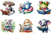 Animals Love Reading Clipart, an Illustration by cherrydesign (Thumbnail 3 of 4)