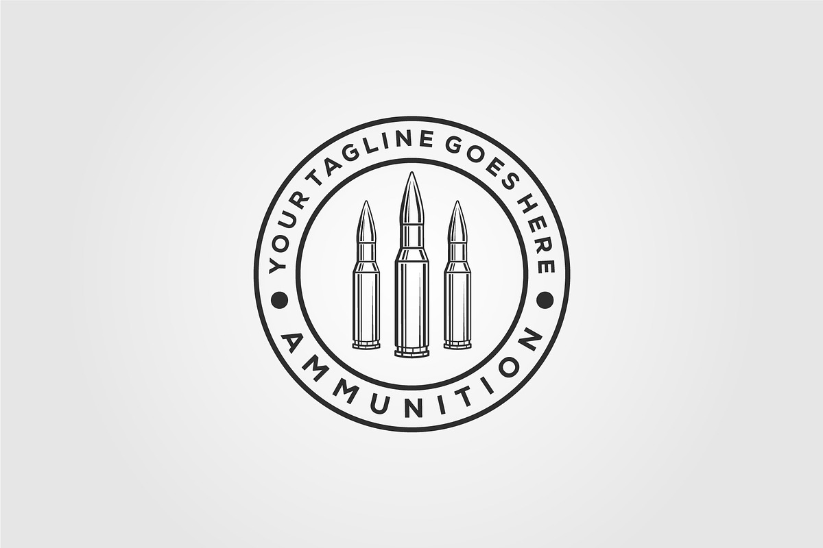 Minimalist bullet ammo line art logo, an Object Illustration by Rizkaarishandy_shop