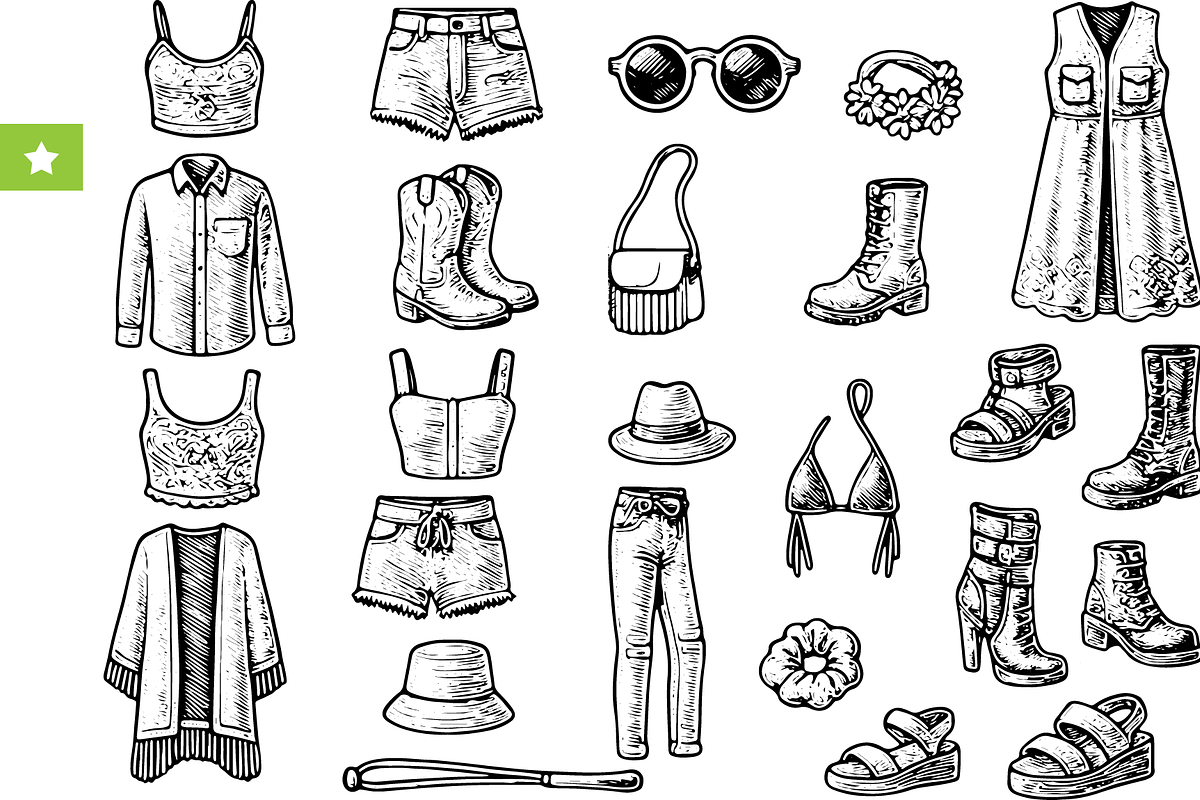 Vintage Fashion Icons Vector Set, an Object Graphic by RT Studio (Photo 1 of 3)