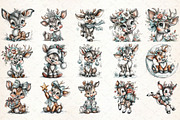 Whimsical Reindeer Clipart Bundle, an Illustration by Libby Wishes (Thumbnail 2 of 3)