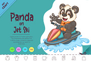 Cartoon Panda on Jet Ski. Animal Art, an Animal Illustration by KENO Mascots (Thumbnail 1 of 3)
