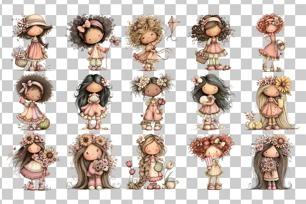 Little Summer Girl PNG Clipart, a Seasonal Illustration by Nicolle's Colorful Art (Photo 3 of 4)