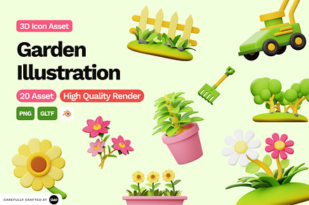 3D Garden Illustration, an Object 3D Model by SLAB! Design