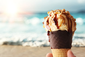 Vanilla Ice Cream with Almonds and Caramel, a Food & Drink Photo by Davizro's Market