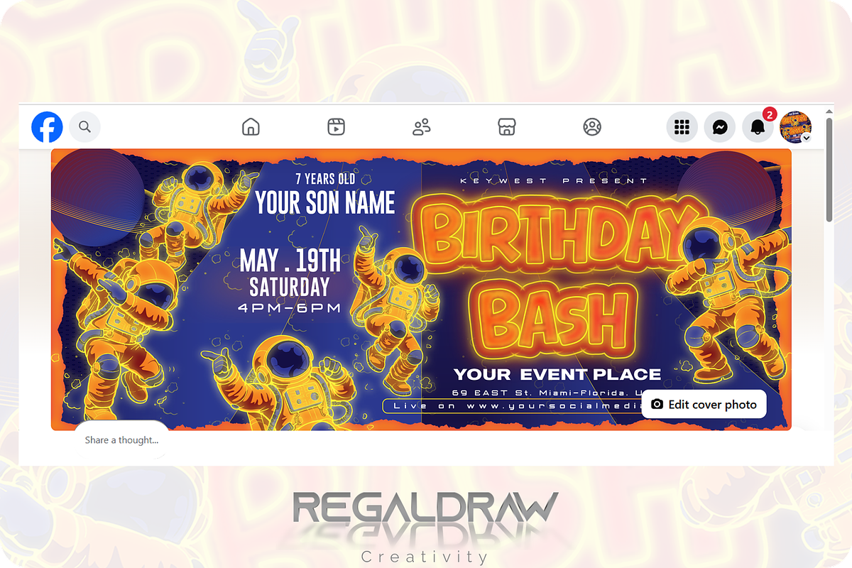 Birthday Bash Social media Template, a Social Media Template by regalDRAW (Photo 3 of 4)