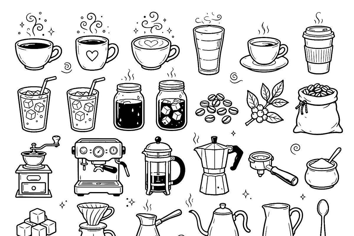 Cute doodle cartoon coffee shop, a Food Illustration by Voodz_shop (Photo 3 of 3)
