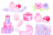 Baby Girl Watercolor clipart, an Illustration by AqwaColor (Thumbnail 2 of 3)