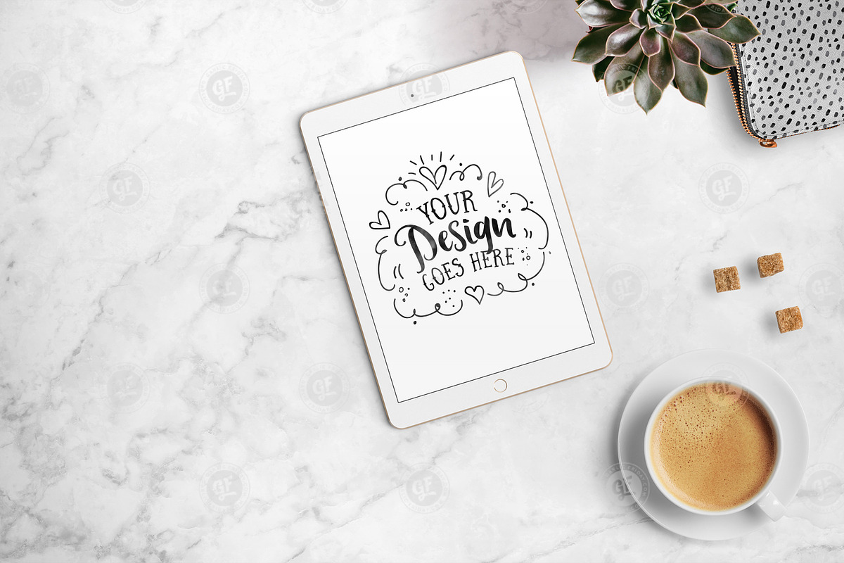iPad with coffee + PSD 24-0005, an iPad Mockup by Garlic Friday Design (Photo 2 of 5)