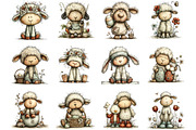 Whimsical Easter Sheep Clipart, an Illustration by Designking (Thumbnail 2 of 5)