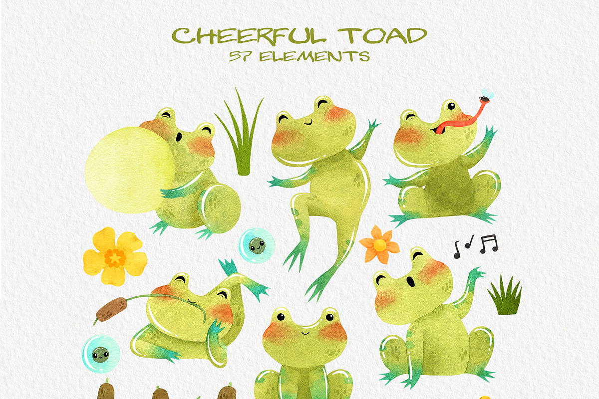Cheerful Toad, Frog clipart, an Animal Illustration by LukaJreym (Photo 9 of 10)