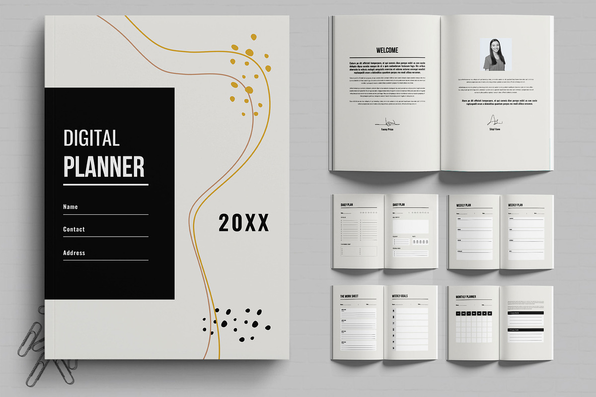 Minimalist Digital Planner Design, a Stationery Template by MightyDesign (Photo 1 of 6)