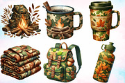 Watercolor Camouflage Autumn Clipart, a Seasonal Illustration by Canvas Craft (Thumbnail 4 of 8)