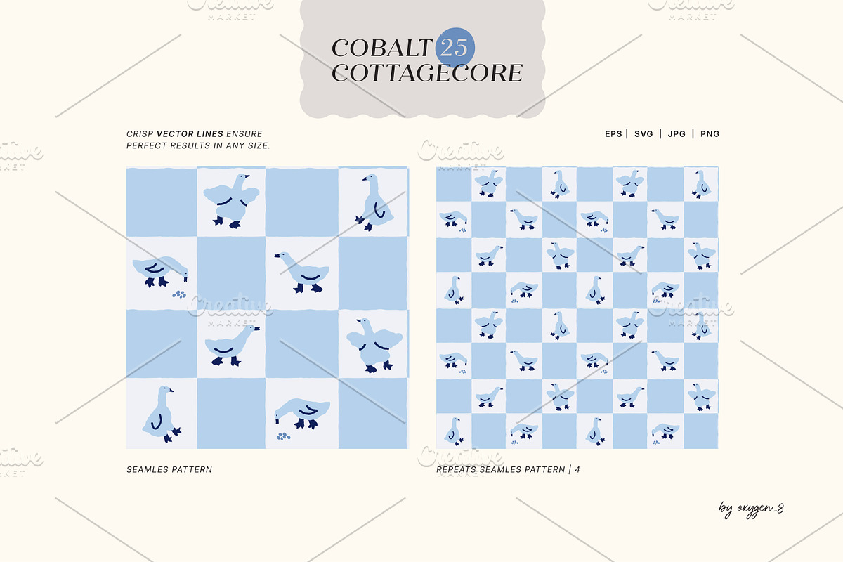 Cobalt Cottagecore.Seamless Patterns, a Pattern Graphic by oxygen_8 (Photo 2 of 10)
