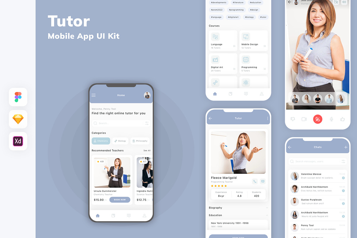 Tutor Mobile App UI Kit, an UI Kit Template by uicube