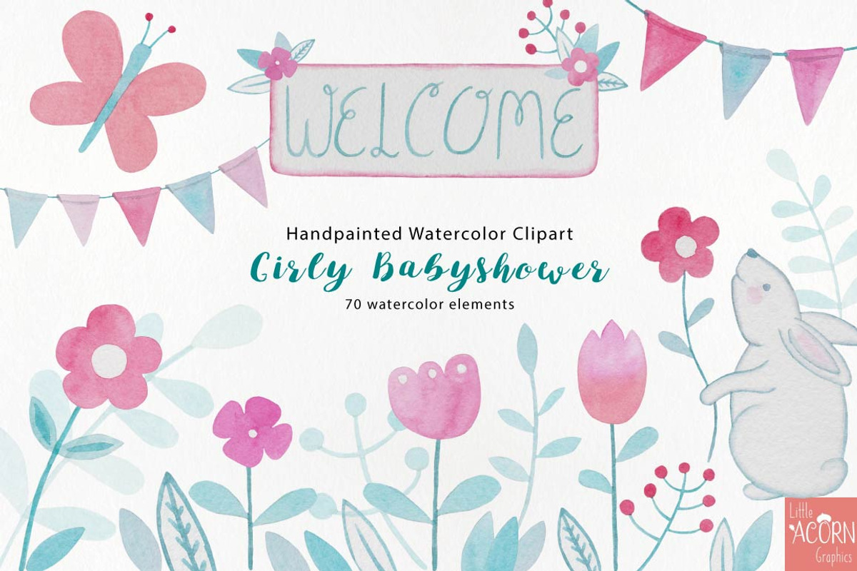 Girly Babyshower graphics pack, an Illustration by LittleAcornGraphics (Photo 1 of 13)