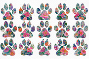 Floral Dog Paw Prints Clipart, a Seasonal Illustration by Craft Nest (Thumbnail 6 of 6)
