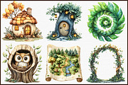 Magical Forest Clipart,Watercolor Fo, an Illustration by Sublimation Artist (Thumbnail 3 of 6)