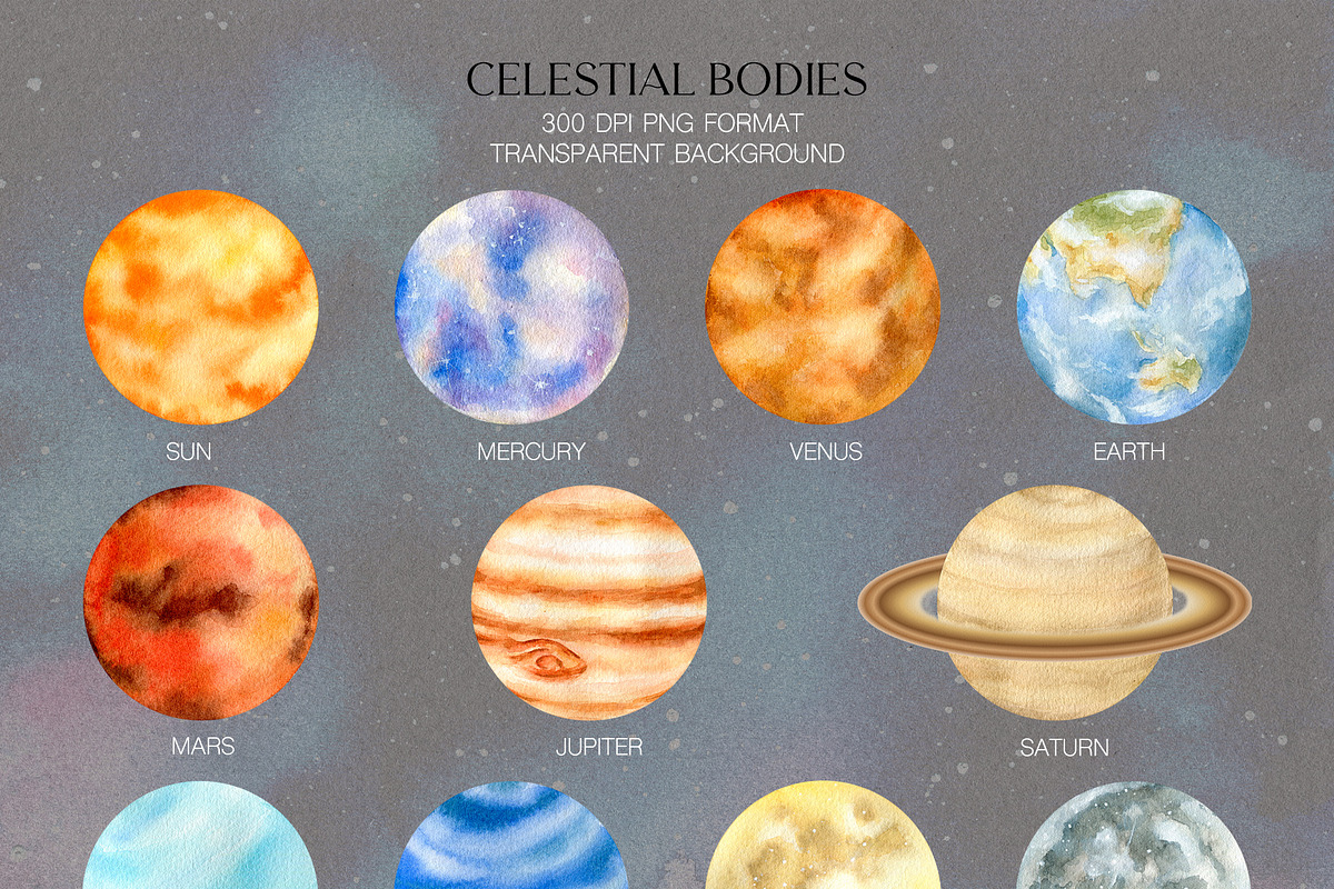 Astronomy watercolor collection, an Illustration by CrystalinaShop (Photo 3 of 10)
