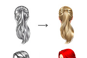 Procreate Realistic Hair Stamps Vol1, a Brush Add-On by OneBerryCreations (Thumbnail 2 of 4)