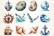 Watercolor Nautical Summer Clipart, a Graphic by Libby Wishes (Thumbnail 4 of 5)