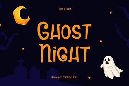 Ghost Night - Stiff Halloween Font, a Handwritten Font by TrimStudio