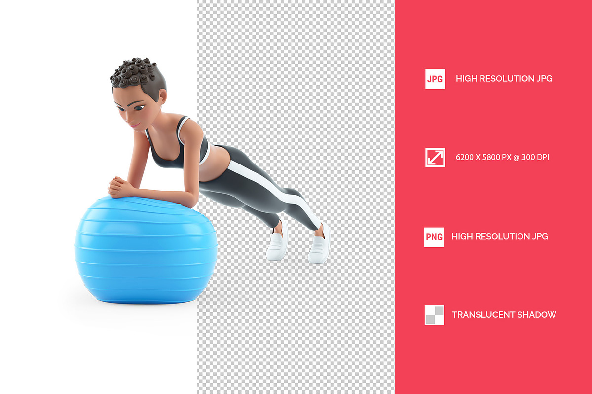 3D Sporty Character Woman Doing Exer, a Person Illustration by 3DMask