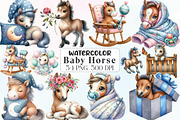 Watercolor Baby Horse Clipart, an Illustration by CraftArtStudio (Thumbnail 1 of 6)