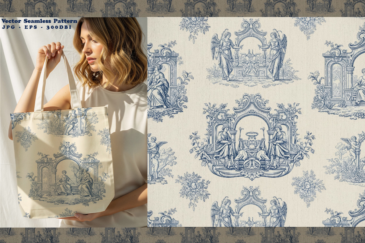 Toile de Jouy Seamless Vector, a Pattern Graphic by one-touch (Photo 9 of 10)