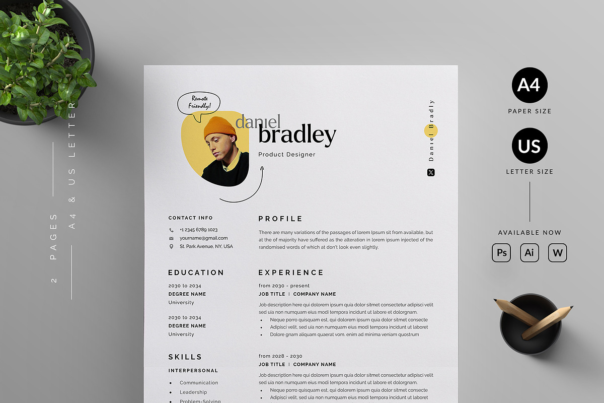2 Resume/CV Bundle, a Resume Template by Reuix Studio (Photo 2 of 11)