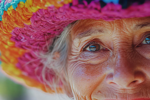 Elderly woman shows vibrant personal, a Photo by Pavel_design