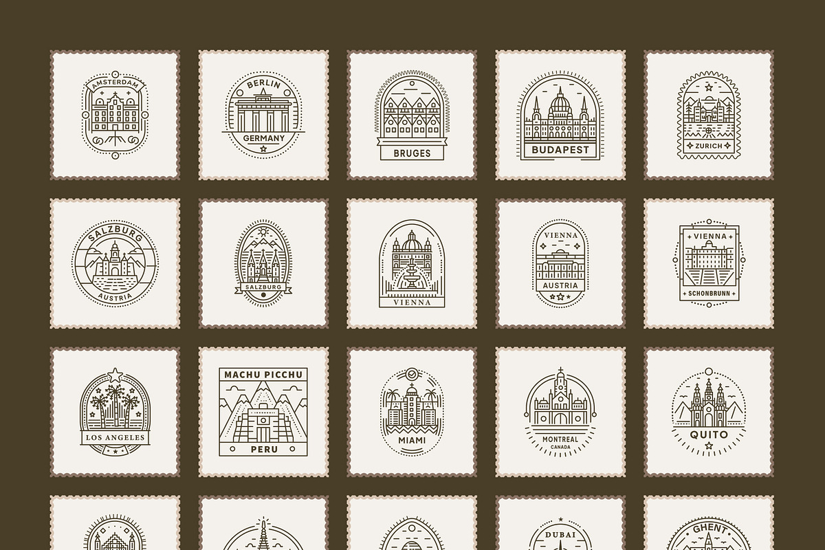150 Travel Stamps, an Outline Icon by Prosymbols (Photo 7 of 9)