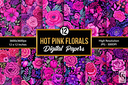 Hot Pink Purple Floral Patterns, a Pattern Graphic by Creative Store (Thumbnail 1 of 5)