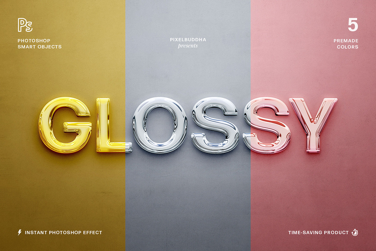 Glossy 3D Text Effects, a Layer Style Add-On by pixelbuddha.net (Photo 1 of 9)