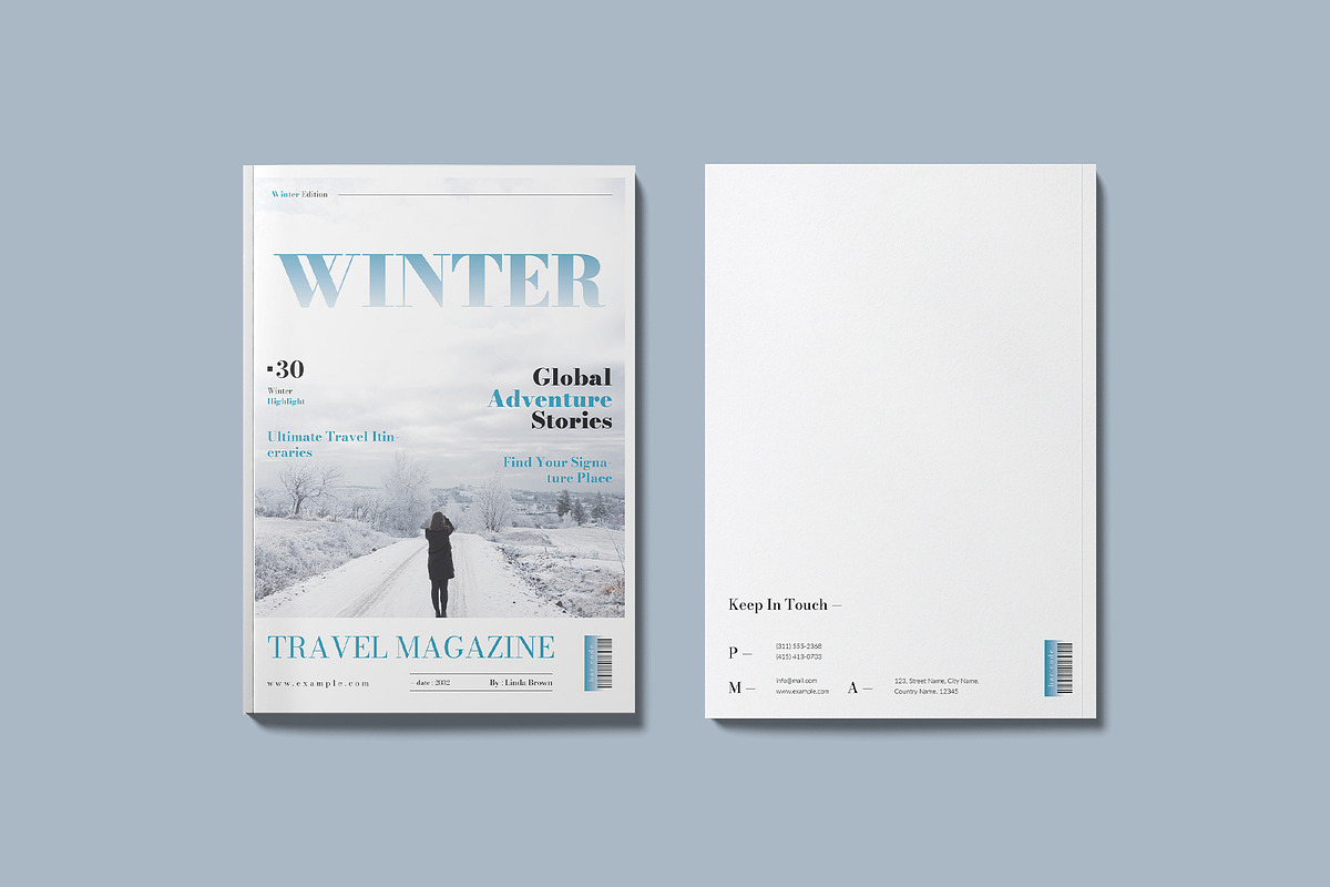 Winter Travel Magazine Template, a Magazine Template by GoldenGrid Studio (Photo 9 of 9)